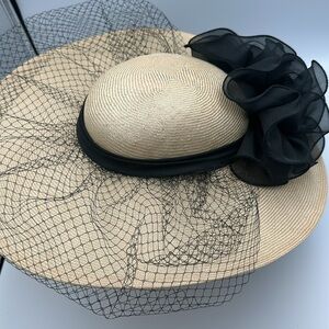 Sonni San Francisco Vintage Wide Brim Cartwheel Fascinator Hat
